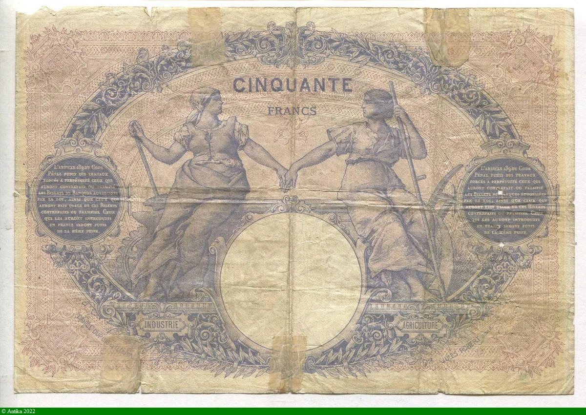 50 FRANCS BLEU & ROSE - Type 1889