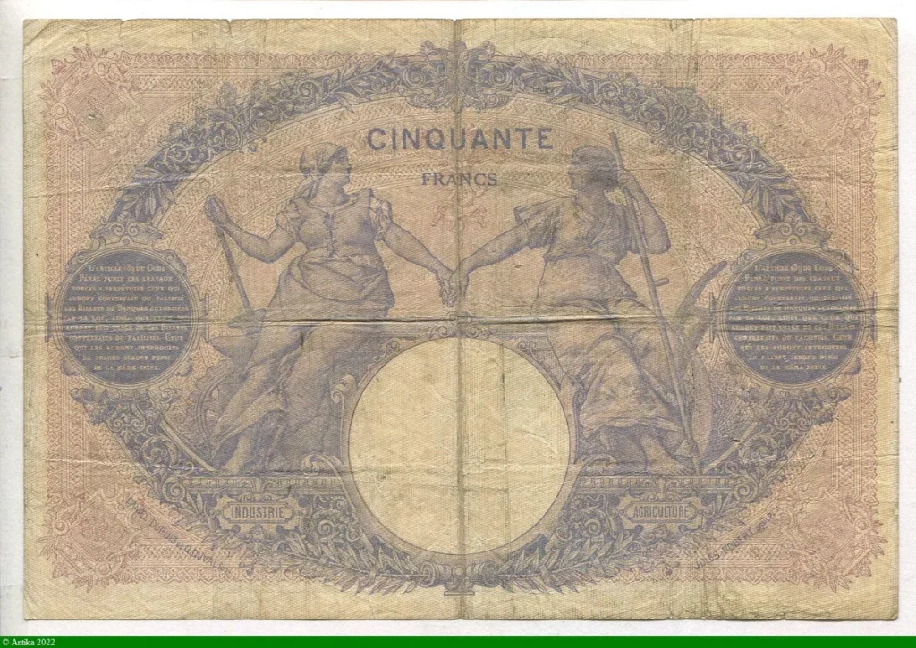50 FRANCS BLEU & ROSE - Type 1889