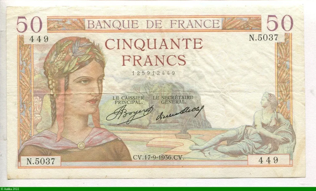 50 FRANCS CERES - Type 1933