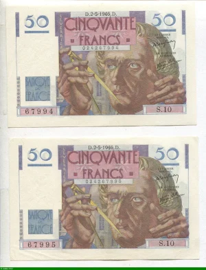 50 FRANCS LE VERRIER - Type 1946
