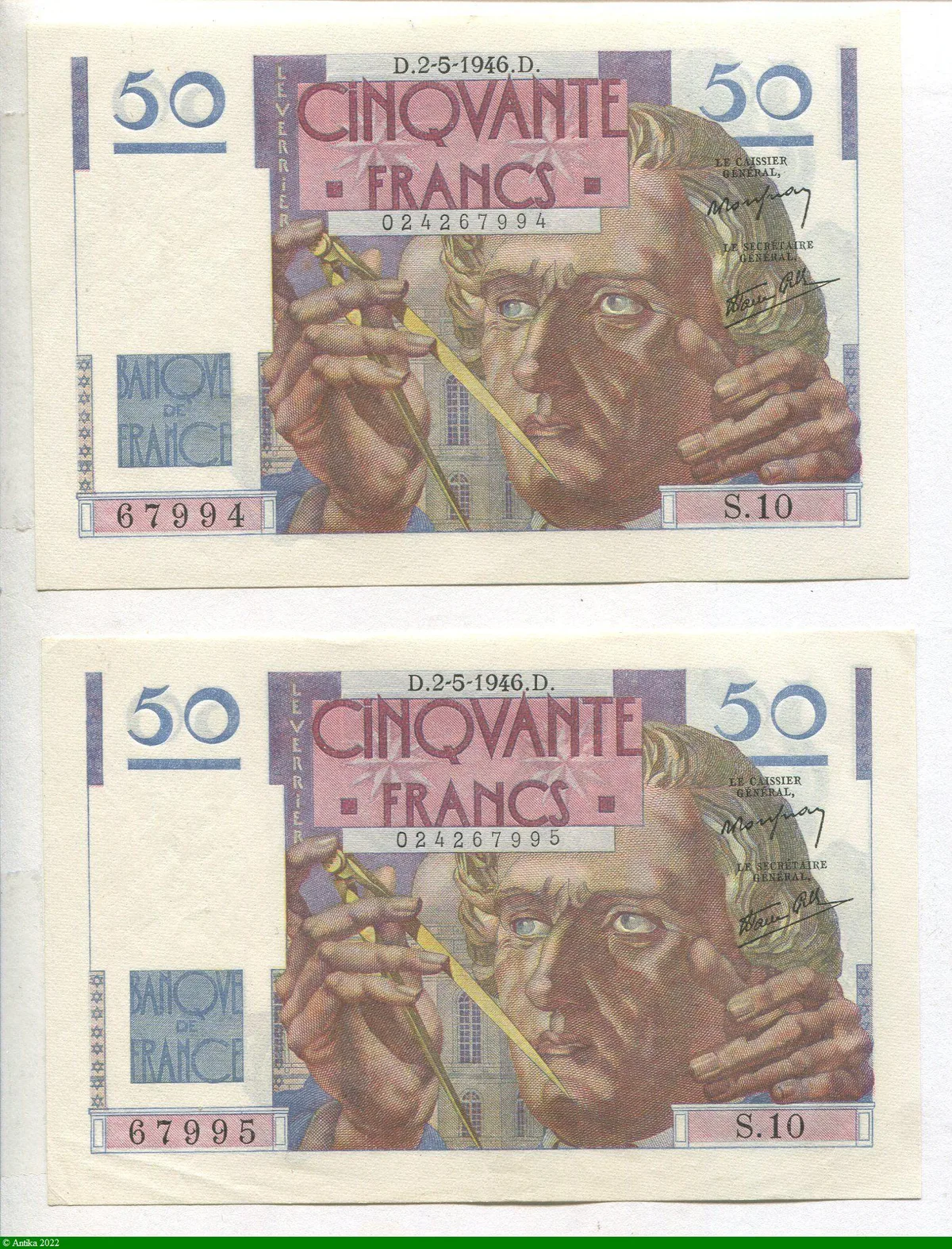 50 FRANCS LE VERRIER - Type 1946