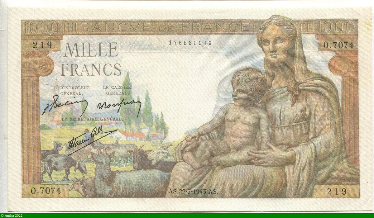 1000 FRANCS DEMETER - Type 1942