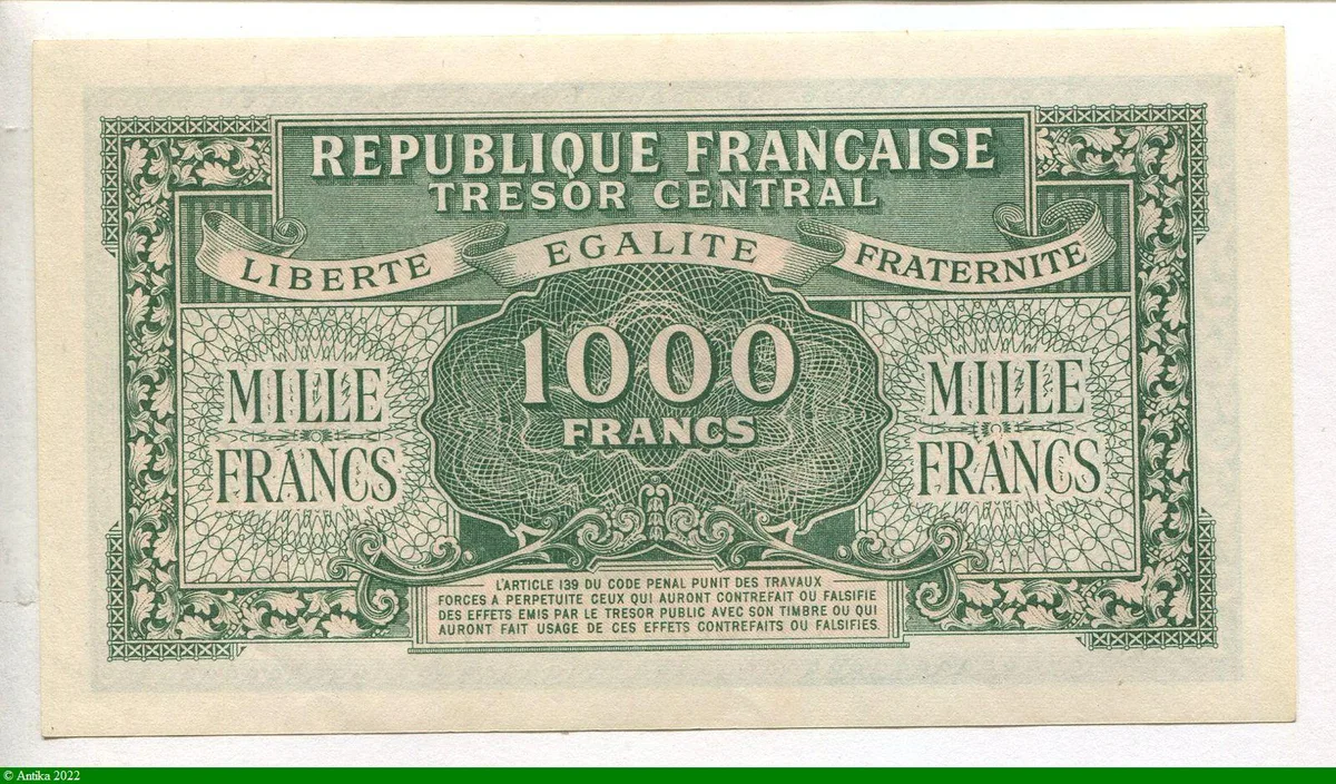 1000 FRANCS (Marianne)chiffres gras