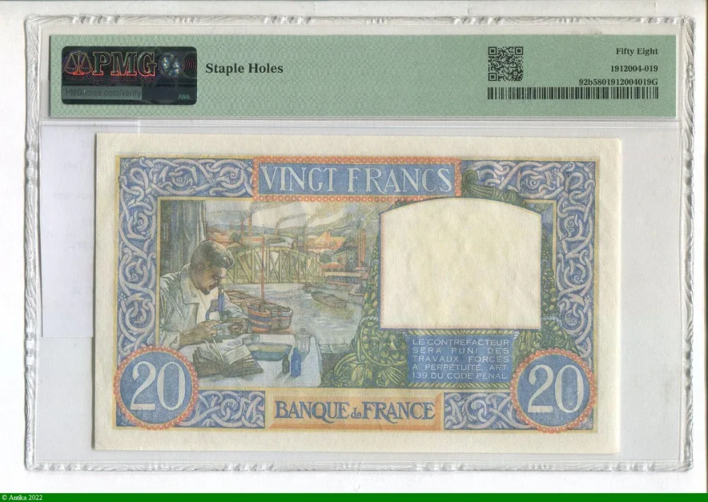20 FRANCS SCIENCE & TRAVAIL - Type 1940
