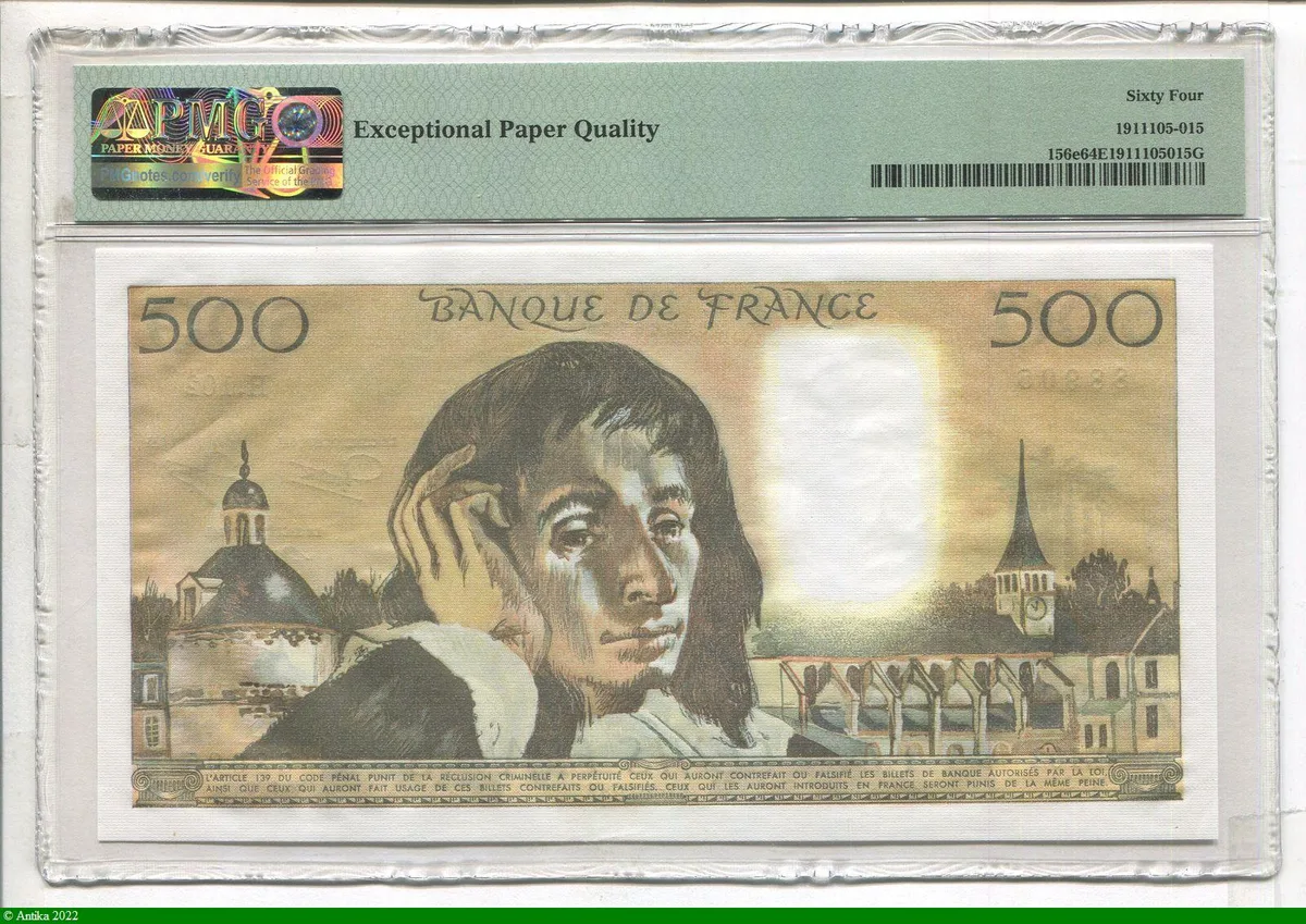 500 FRANCS PASCAL - Type 1968
