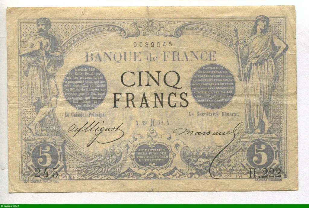 5 FRANCS NOIR - Type 1871