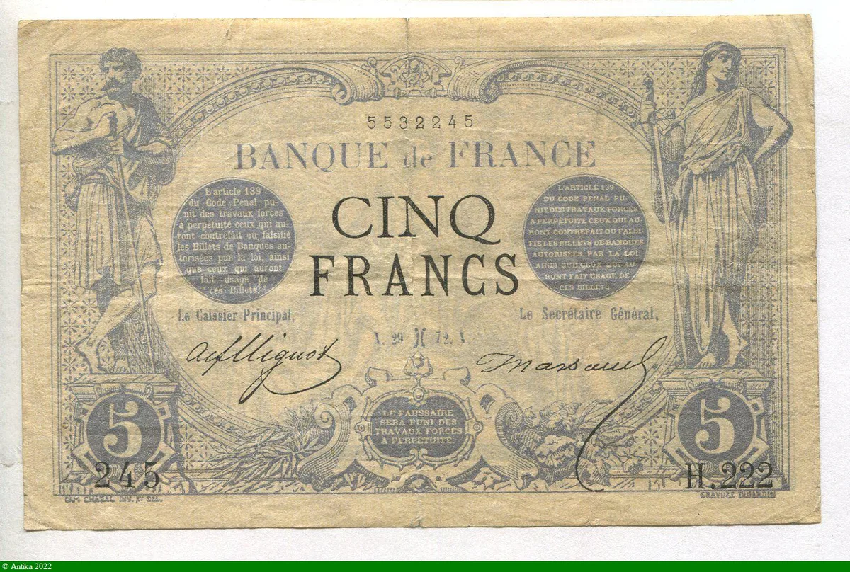 5 FRANCS NOIR - Type 1871