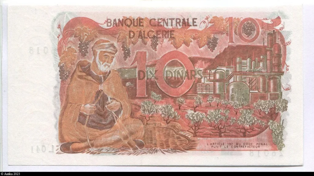 10 Dinars Paysage rural de l’Algérie & un paon, un bélier Alph L041