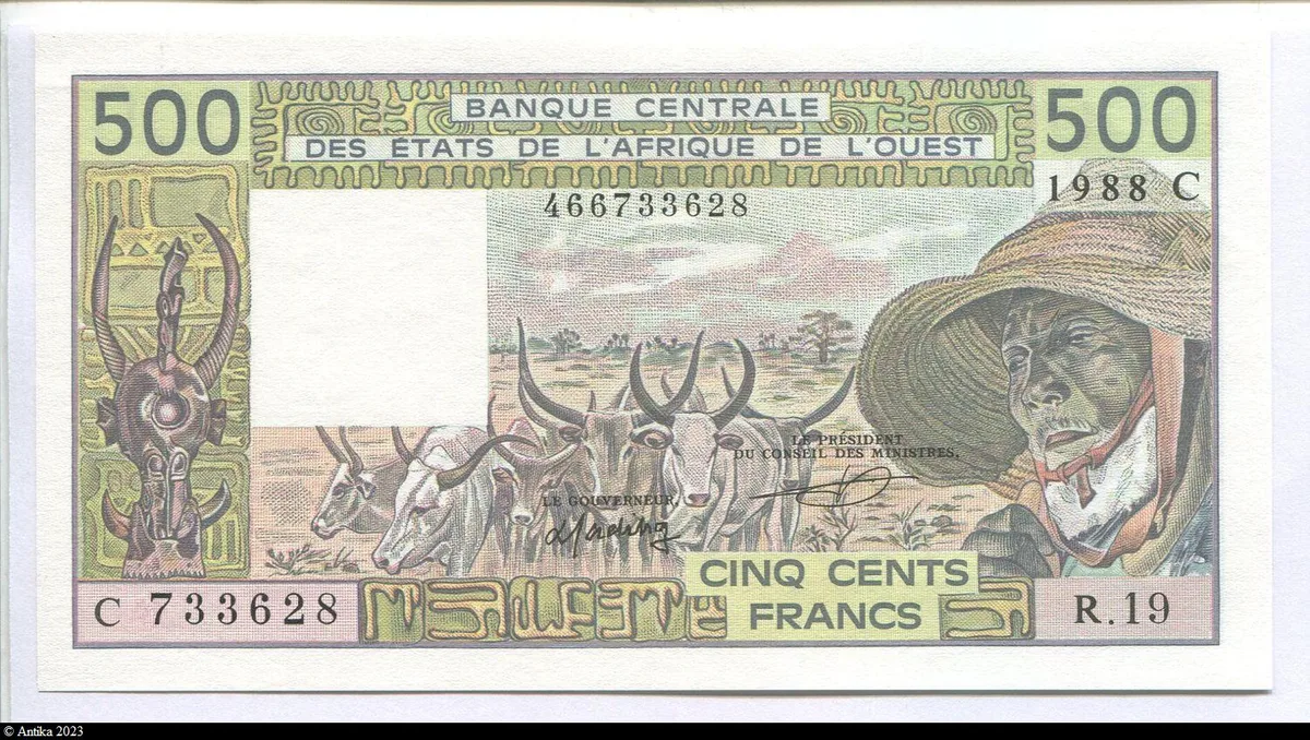 500 Frs Viel homme & Troupeau de Zébus C:Burkina Faso