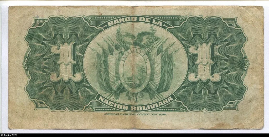 1 Peso Mercure avec surcharge : "BANCO CENTRAL DE BOLIVIA"