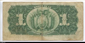 1 Peso Mercure avec surcharge : "BANCO CENTRAL DE BOLIVIA"