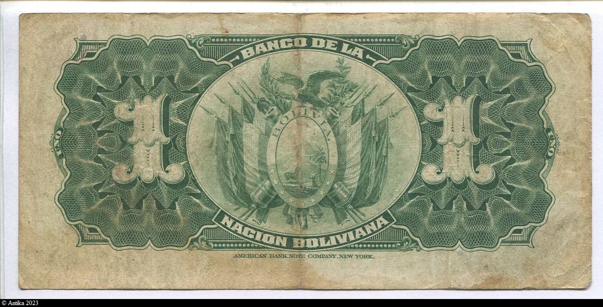 1 Peso Mercure avec surcharge : "BANCO CENTRAL DE BOLIVIA"