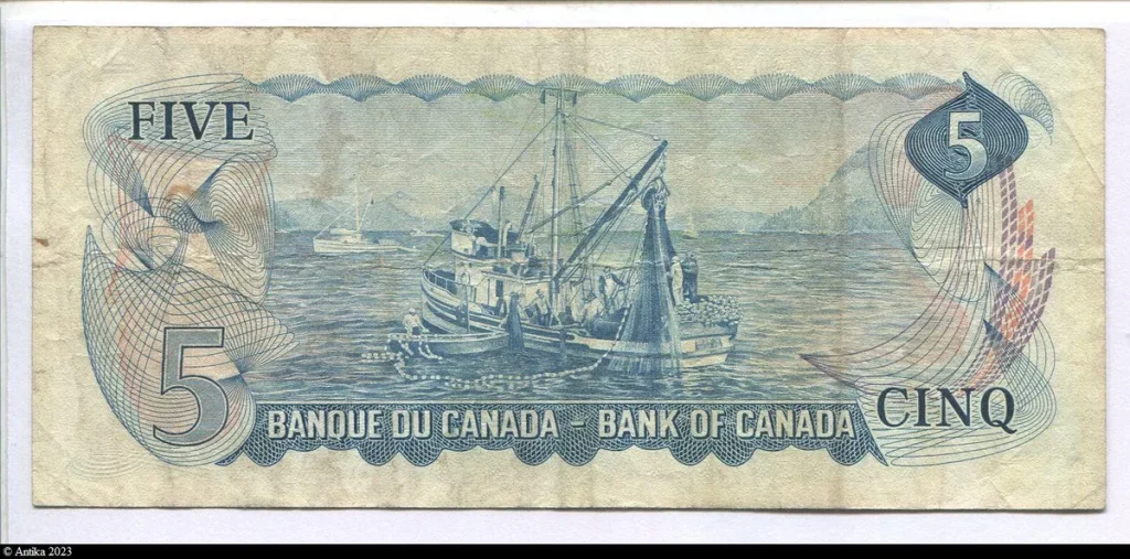 5 Dollars Sir Henry Wilfrid Laurier & bateaux de pêche à Vancouver