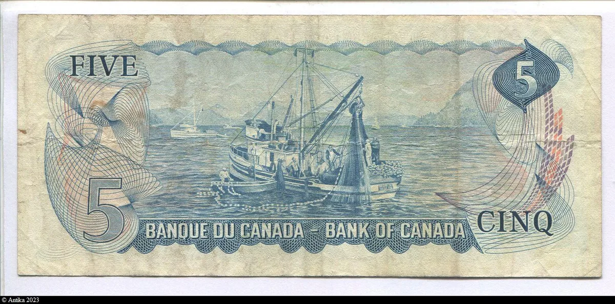 5 Dollars Sir Henry Wilfrid Laurier & bateaux de pêche à Vancouver