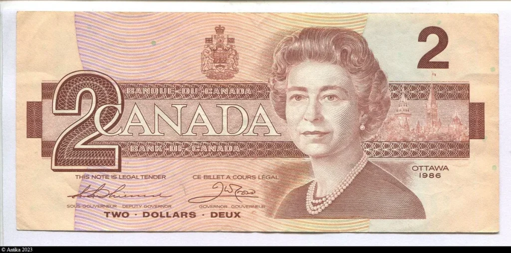 2 Dollars Elizabeth II & couple de merles d'Amérique