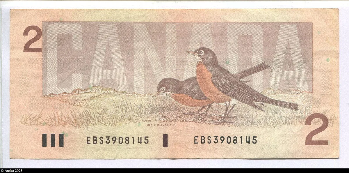 2 Dollars Elizabeth II & couple de merles d'Amérique