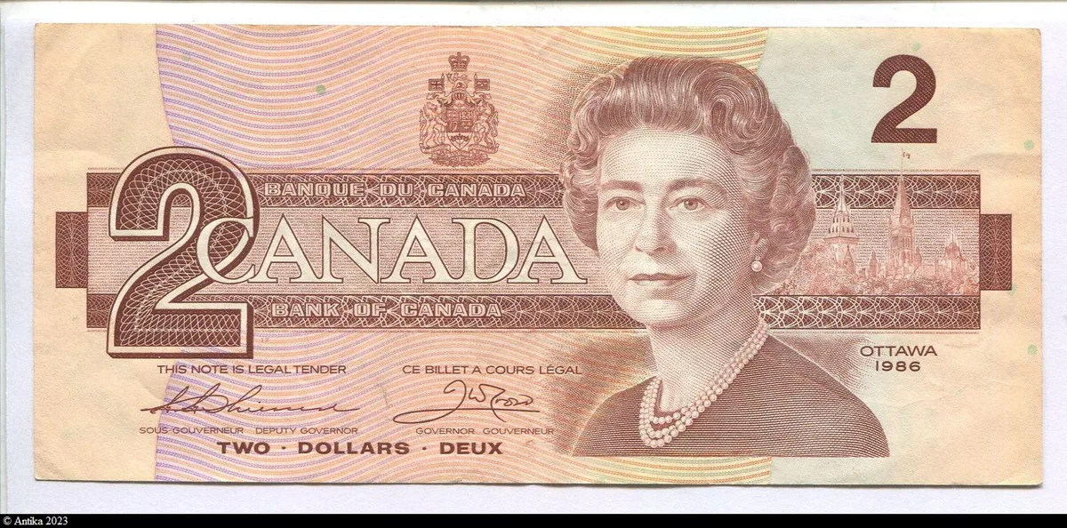 2 Dollars Elizabeth II & couple de merles d'Amérique