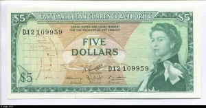 5 Dollars Elizabeth II & Palmier Série D11-D12 Nevis * *