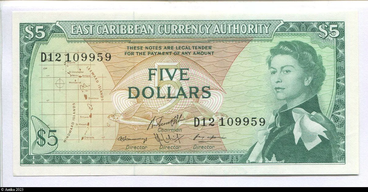 5 Dollars Elizabeth II & Palmier Série D11-D12 Nevis * *