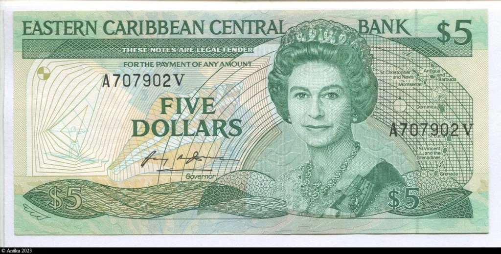 5 Dollars Elizabeth II & Palmier St Vincent N° A707902V