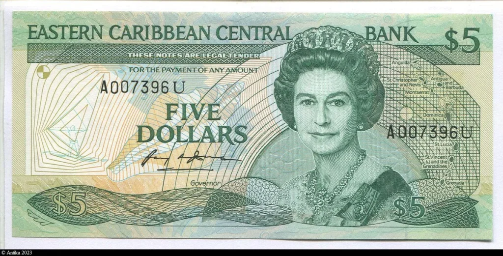 5 Dollars Elizabeth II & Palmier Anguilla N°A007396U