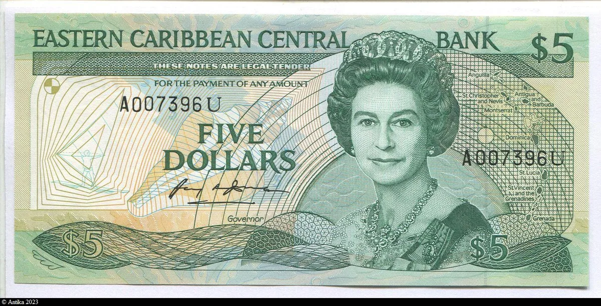 5 Dollars Elizabeth II & Palmier Anguilla N°A007396U