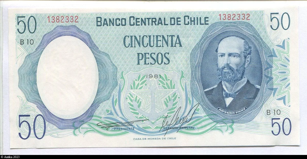 50 Pesos Arturo Prat * *