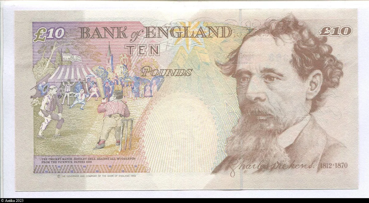 10 Pounds Elizabeth II & Charles Dickens * * * *