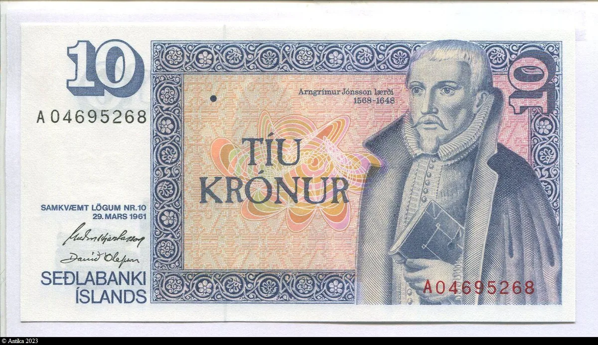 10 Kronur Portrait de l'érudit Arngrímur Jónsson * * * * *