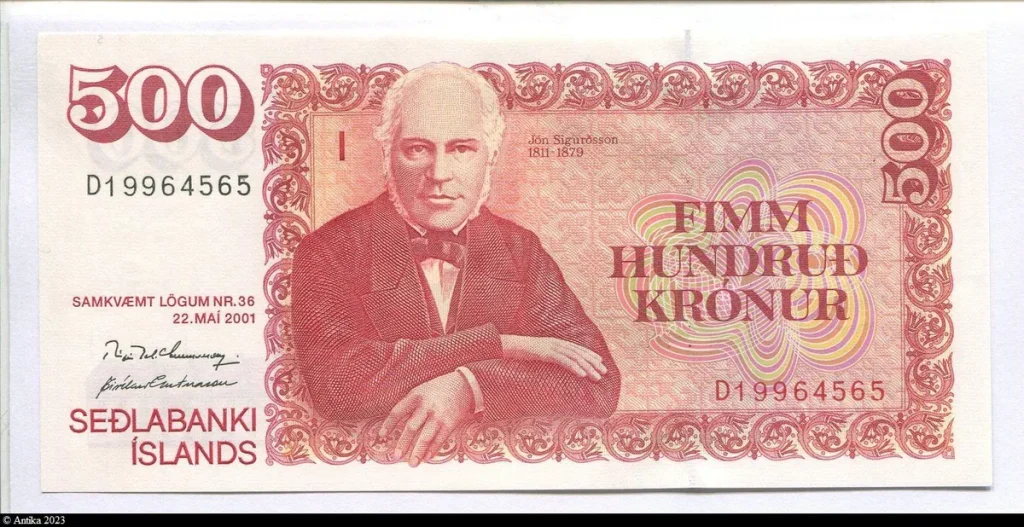 500 Kronur Jón Sigurðsson