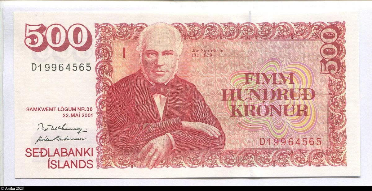 500 Kronur Jón Sigurðsson