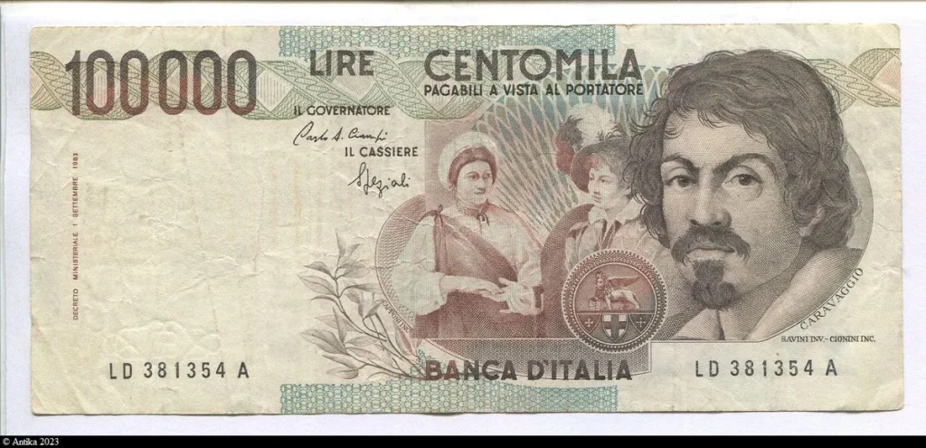100000 Lire Caravaggio