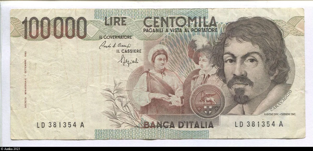 100000 Lire Caravaggio