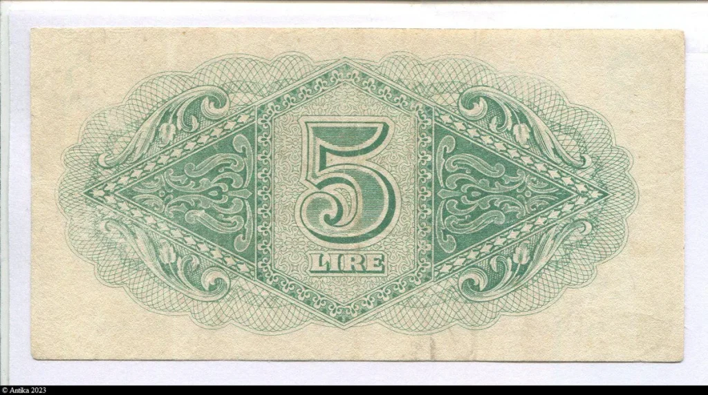 5 Lire Military Authority In Tripolitania Assez RARE