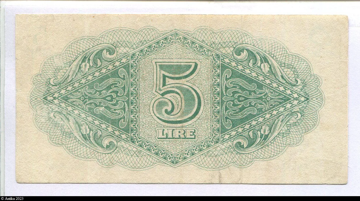5 Lire Military Authority In Tripolitania Assez RARE