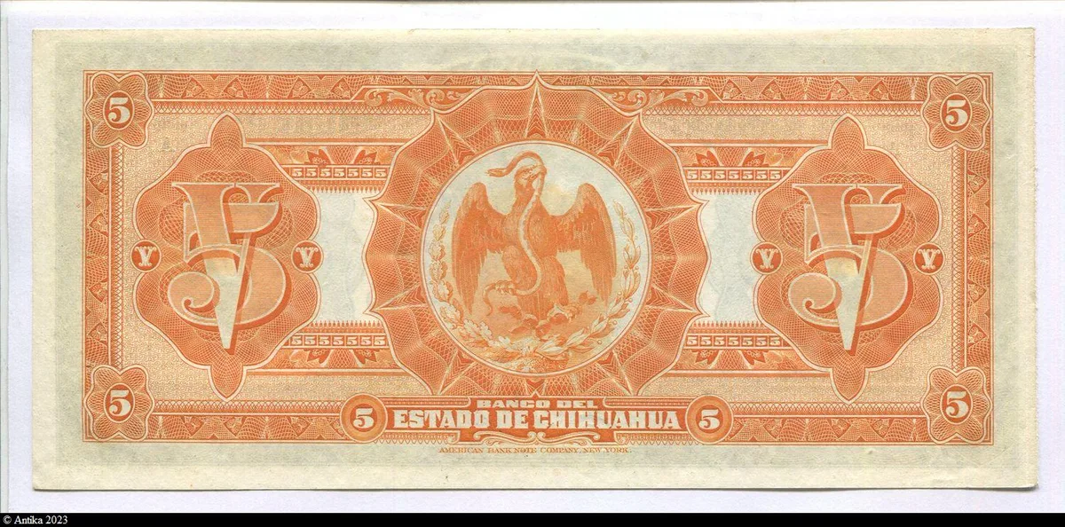 5 Pesos El Banco del Estado de Chihuahua Série A Superbe Billet