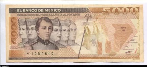 5000 Pesos 6 enfants héros et emblème national