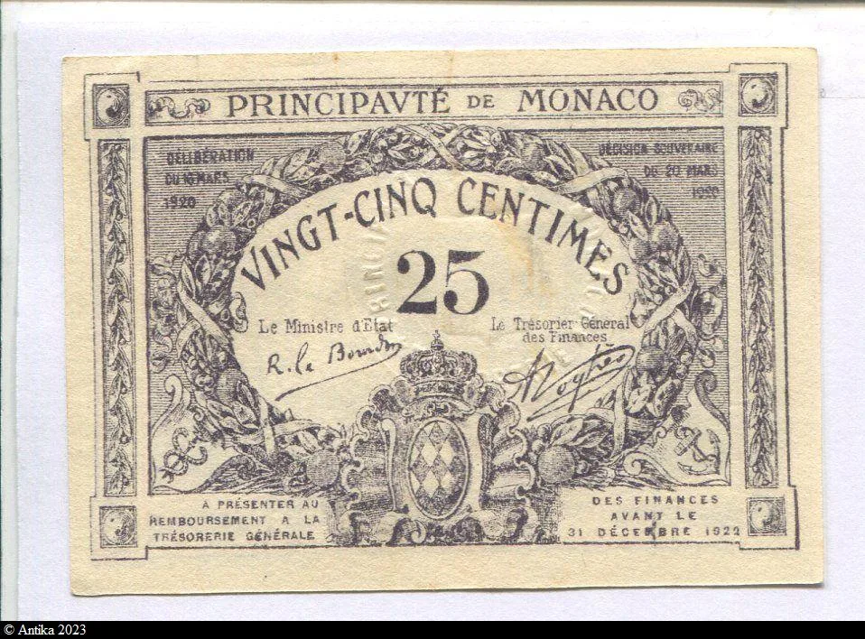 25 Centimes Violet Armoiries de la Principauté PROMO