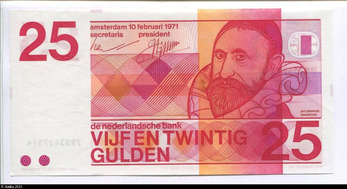 25 Gulden Jan Pietersz Sweelinck (10 Chiffres au Revers)