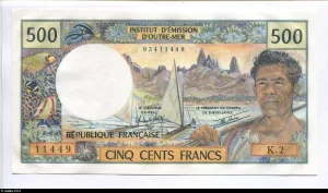 500 Francs Pêcheur I.E.O.M PAPEETE Alph: K.2 PROMOTION