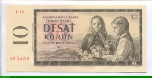 10 Korun Deux filles avec des fleurs
