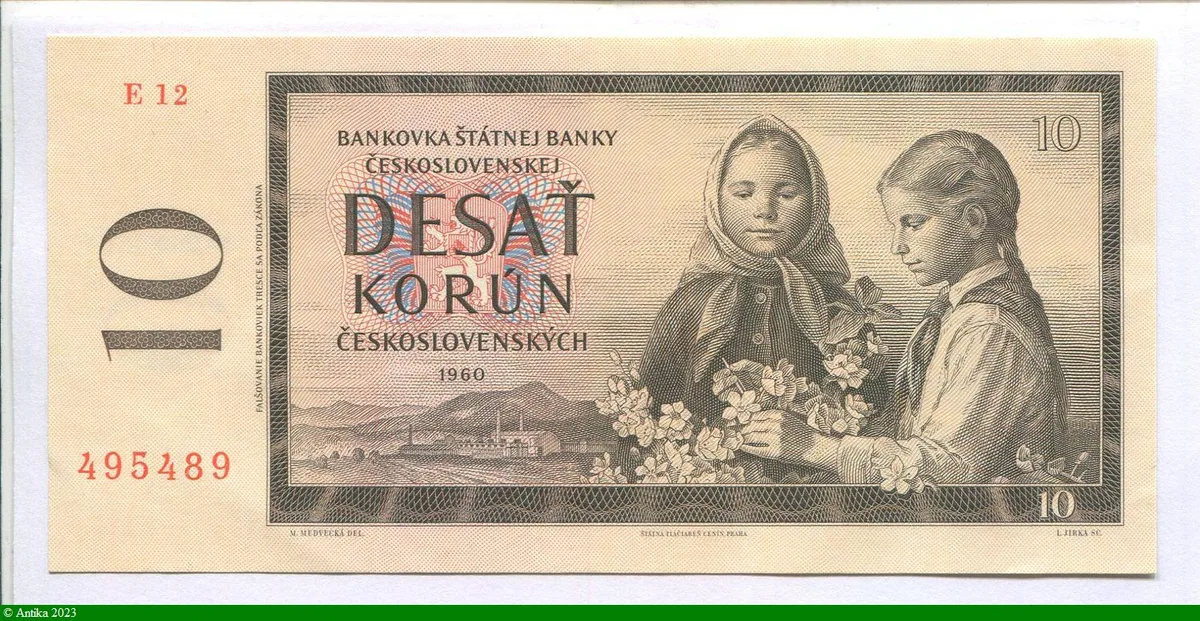 10 Korun Deux filles avec des fleurs