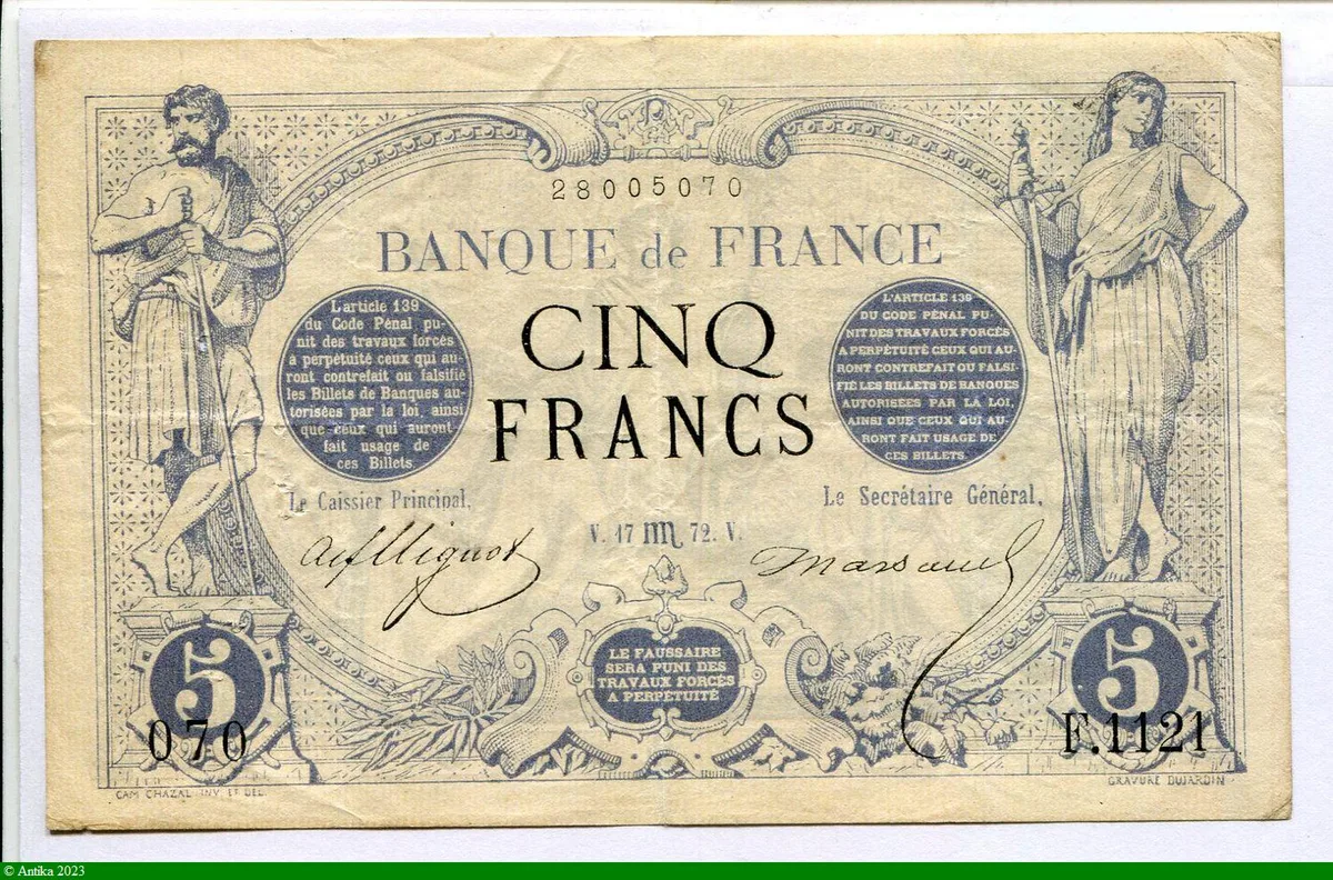 5 FRANCS NOIR - Type 1871