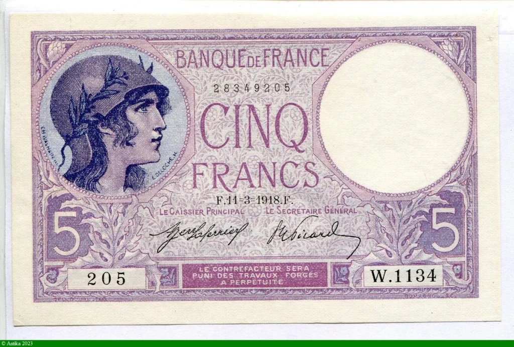 5 FRANCS VIOLET - Type 1917