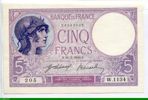 5 FRANCS VIOLET - Type 1917