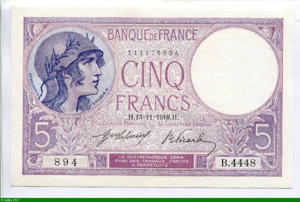 5 FRANCS VIOLET - Type 1917