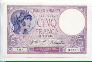 5 FRANCS VIOLET - Type 1917