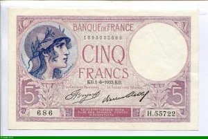 5 FRANCS VIOLET - Type 1917