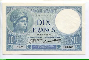 10 FRANCS MINERVE - Type 1915