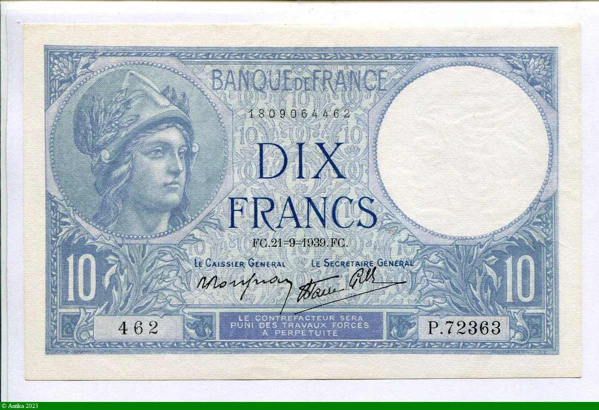 10 FRANCS MINERVE - Type 1915 modifié